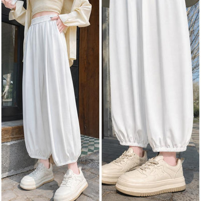 【涼感バルーンパンツ】レディース ワイドパンツ ゆったり 体型カバー 美脚見え ハイウエスト ウエストゴム 薄手 通気性 春夏 カジュアルパンツ