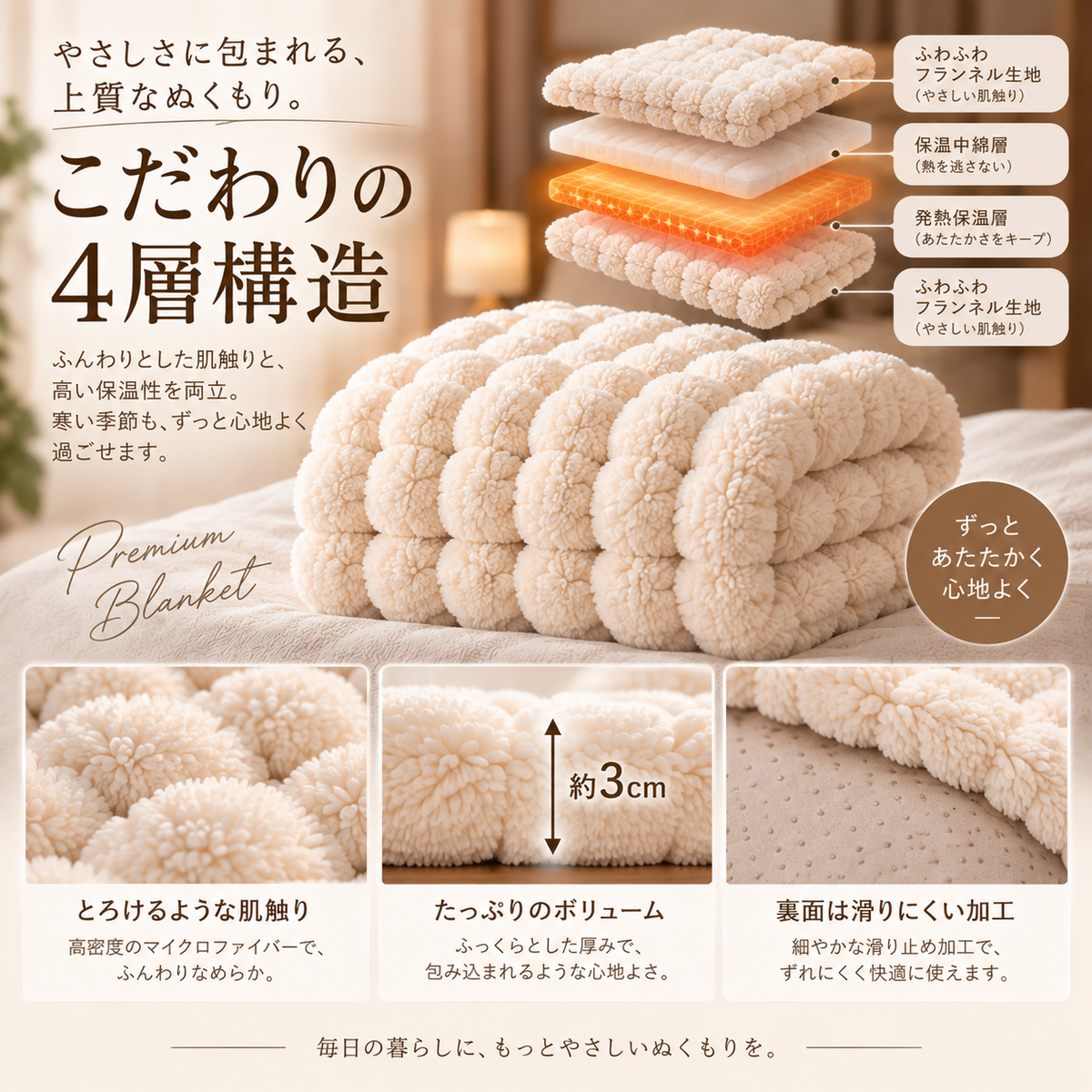 Nukumori 電気毛布 – すぐに暖まる、ふわふわ快眠ブランケット
