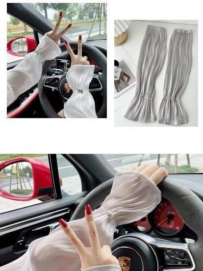 「まとめ買い割引」おしゃれでゆったりとしたパフスリーブUVカットアームカバー：夏用・運転・アウトドア・サイクリング・紫外線対策・薄手・通気性抜群